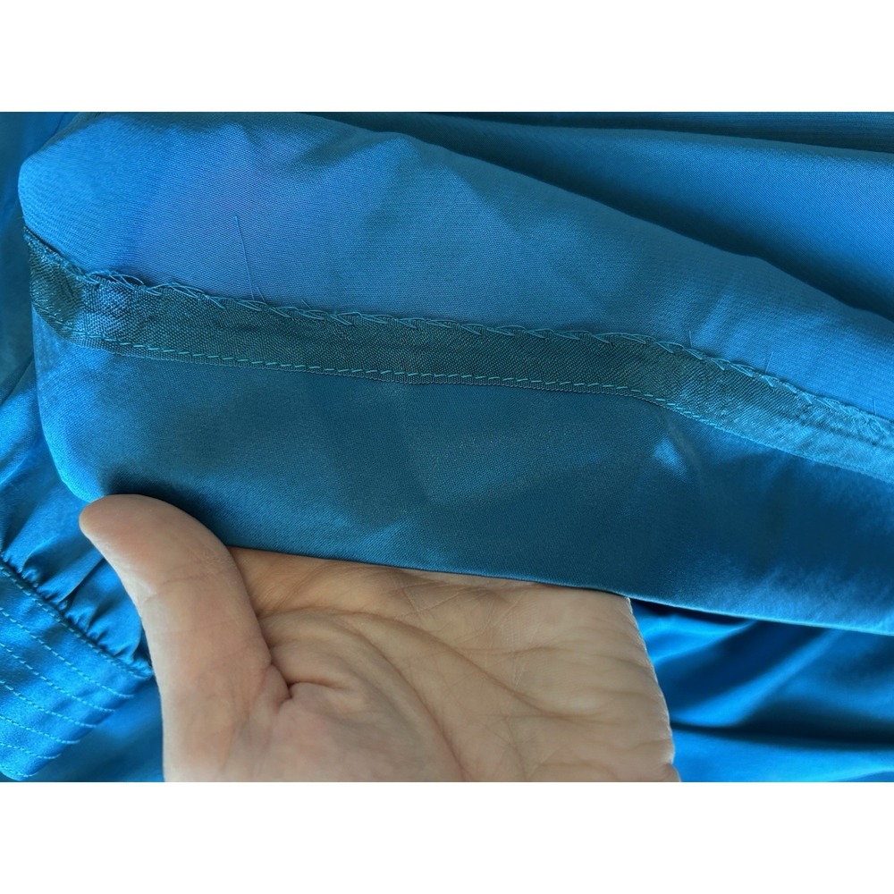 Vintage 70s 80s Joan Sparks Daniel Barrett Teal Satin Midi Dress‎ 8 Art Deco - Picture 12 of 13